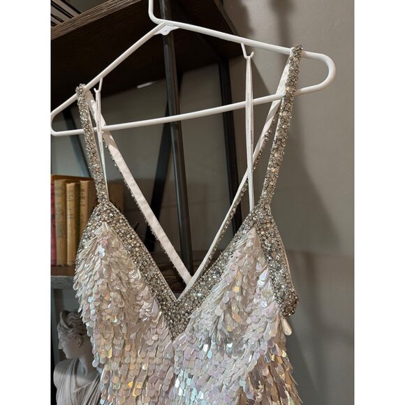retrofete Ivana Sequin Rhinestone Mini Dress White & Silver Womens Size Small - Picture 11 of 16